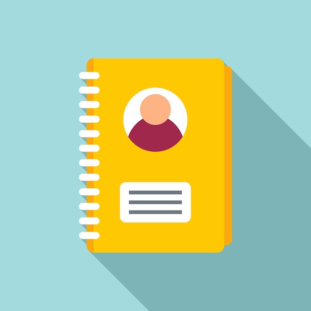 Icono de cuaderno de información personal Ilustración plana del icono de vector de cuaderno de información personal para diseño web