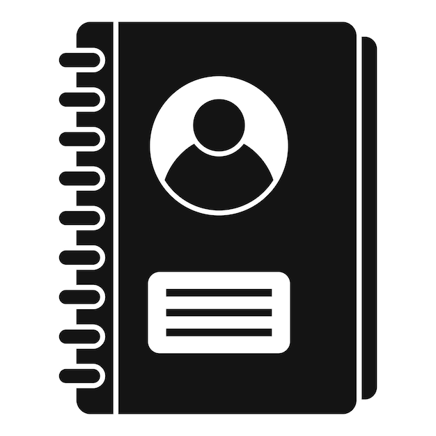 Icono de cuaderno de información personal Ilustración simple del icono de vector de cuaderno de información personal para diseño web aislado sobre fondo blanco