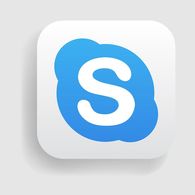 Vector icono cuadrado del logo de skype con sombra
