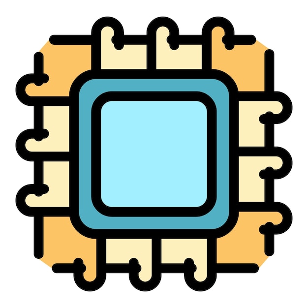 Icono cuadrado de tejer contorno icono vectorial de tejer cuadrado color plano aislado