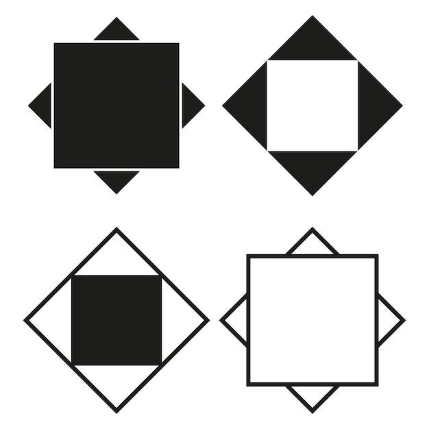 Icono cuadrado vector abstracto geométrico patrón de forma simétrica blanco y negro