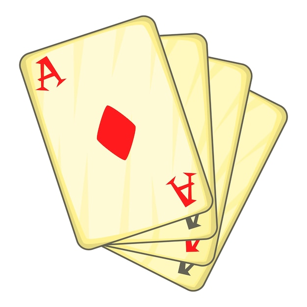 Icono de cuatro ases jugando a las cartas en estilo de dibujos animados aislado en la ilustración de vector de fondo blanco