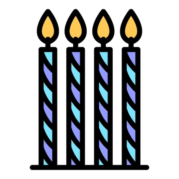 Icono de cuatro velas delgadas Esbozo de cuatro vela delgada Icono vectorial de color plano aislado