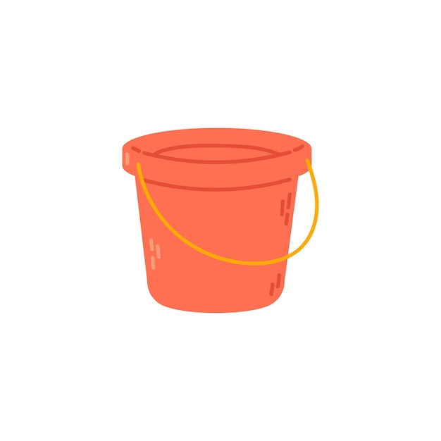 El icono de la cubeta de limpieza en estilo de color plano