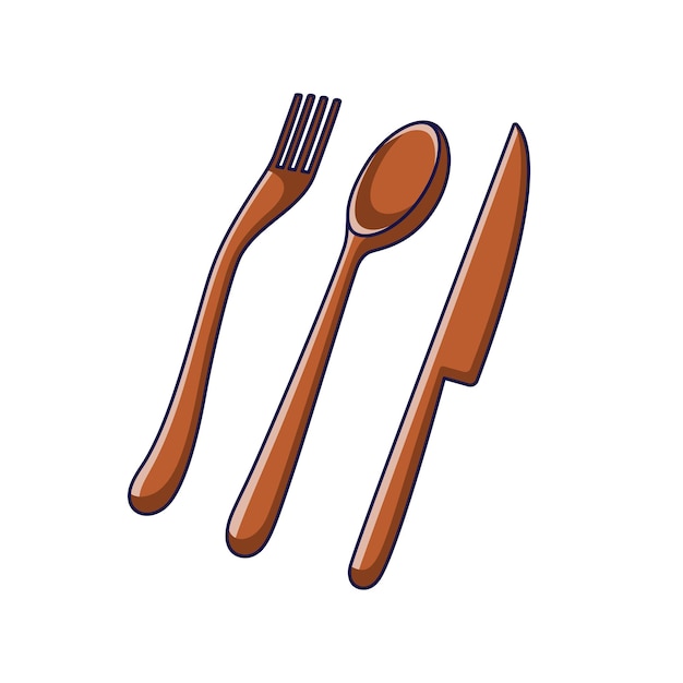 Icono de cubiertos de madera reutilizable Estilo de vida sostenible concepto ecológico de cero residuos Ilustración vectorial en estilo doodle Reciclaje gestión de residuos ecología sostenibilidad