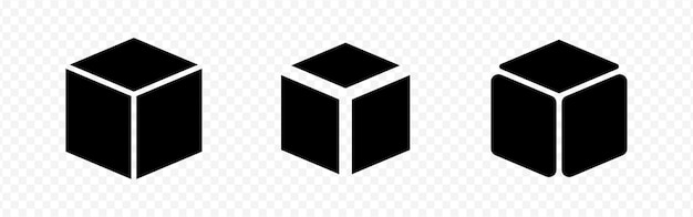 El icono del cubo aislado por vectores se establece en relleno negro