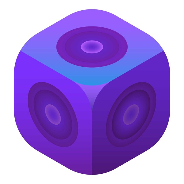 Icono de cubo de dados violeta Isométrico de icono de vector de cubo de dados violeta para diseño web aislado sobre fondo blanco