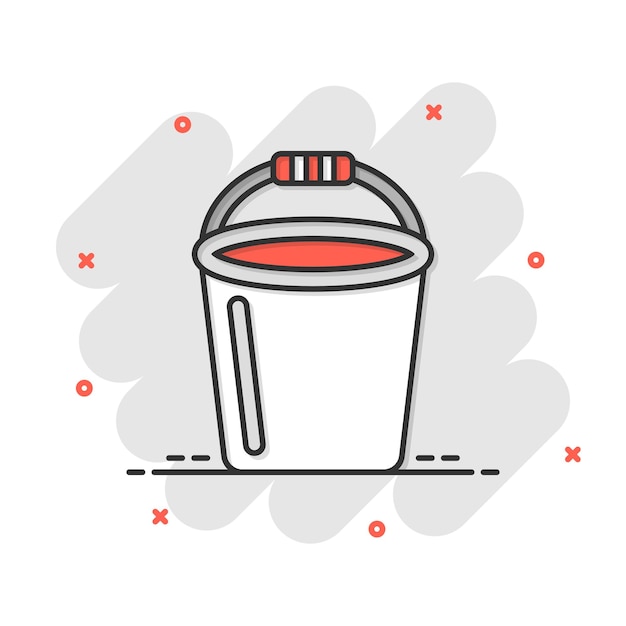 Icono de cubo en estilo plano Ilustración de vector de bote de basura sobre fondo blanco aislado Concepto de negocio de cubo