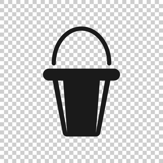 Icono de cubo en estilo plano Ilustración de vector de bote de basura sobre fondo blanco aislado Concepto de negocio de cubo
