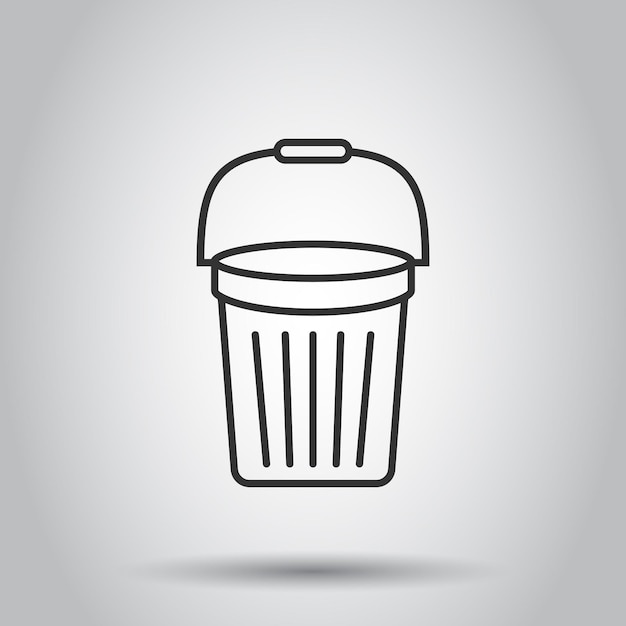 Icono de cubo en estilo plano Ilustración de vector de bote de basura sobre fondo blanco aislado Concepto de negocio de cubo