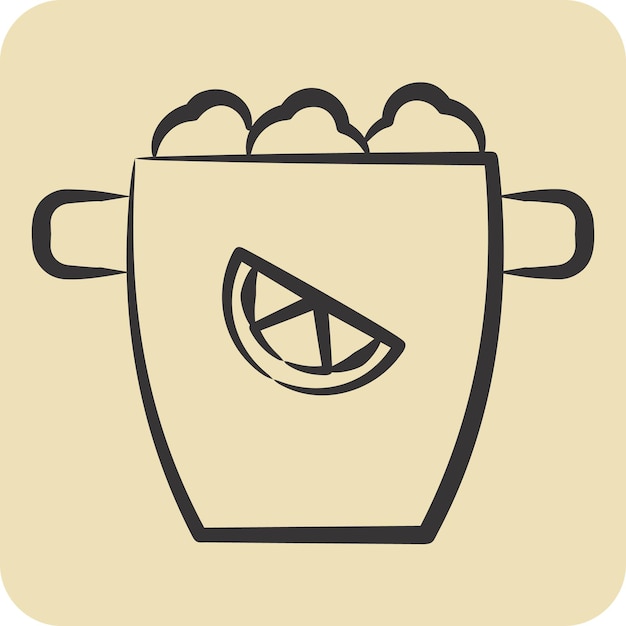 Icono cubo de hielo relacionado con cócteles Símbolo de bebida estilo dibujado a mano diseño simple editable