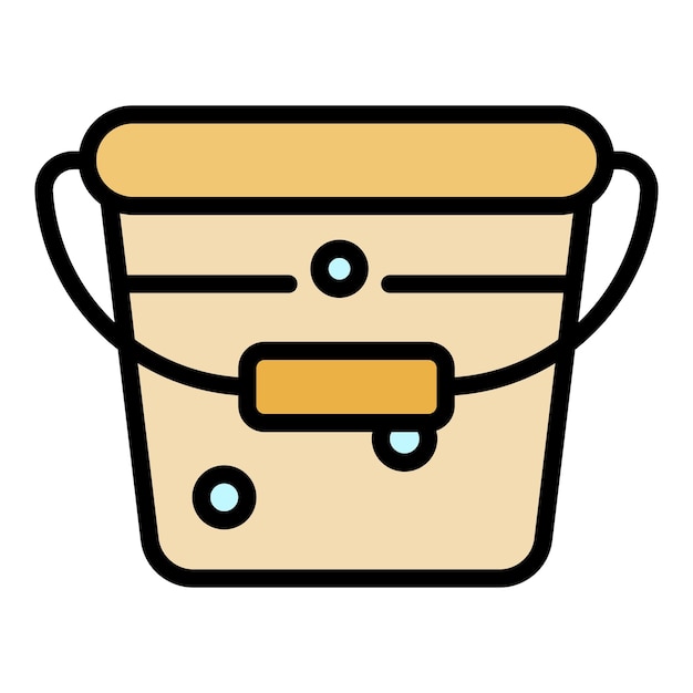 El icono del cubo de metal limpio El contorno del icono vectorial del cubo del metal limpio Color plano aislado