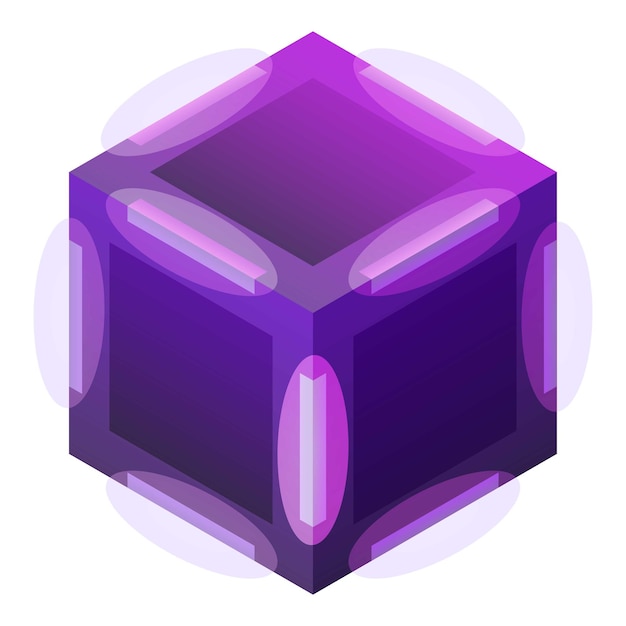 Icono de cubo violeta Isométrico de icono de vector de cubo violeta para diseño web aislado sobre fondo blanco