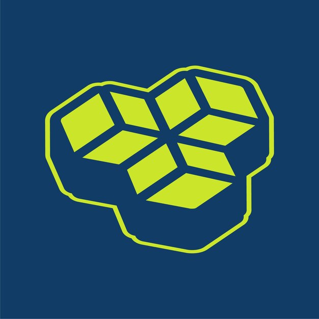 Icono de cubos vectoriales retroisométricos verdes con fondo editable
