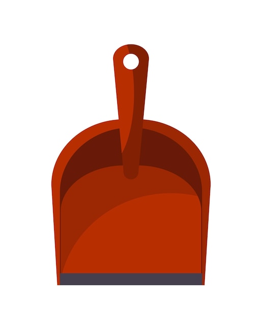 Icono de la cuchara de limpieza Cuchara roja para el polvo Limpieza e higiene Trabajos domésticos y rutina Cartel o banner para sitio web Ilustración vectorial plana