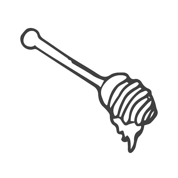 Icono para cuchara de miel Boceto de Stich de madera con goteo de jarabe Grabado dibujado a mano
