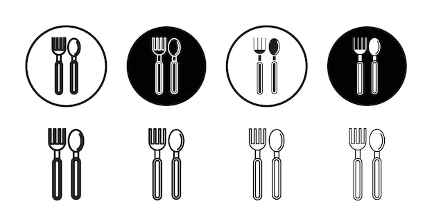 Icono de cuchara y tenedor Colección de arte de líneas delgadas