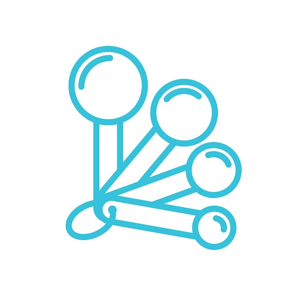 El icono de las cucharas de medición aislado sobre un fondo blanco del conjunto de iconos azules