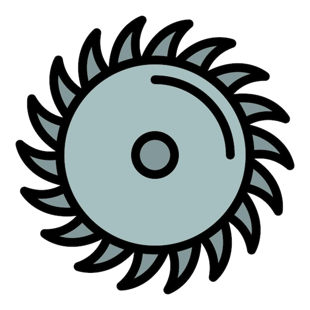 Icono de cuchilla circular de carpintería Contorno de cuchillas circulares de carpentería Icono vectorial de color plano aislado