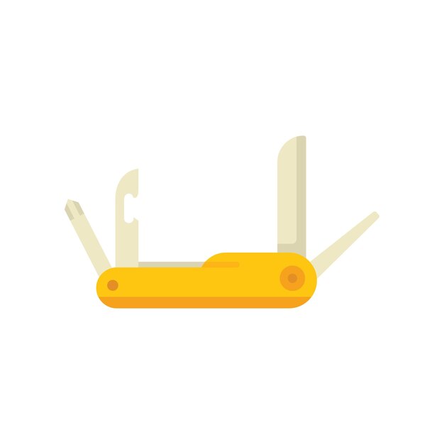 Icono de cuchillo de camping vector plano multiherramienta del ejército herramienta suiza aislada
