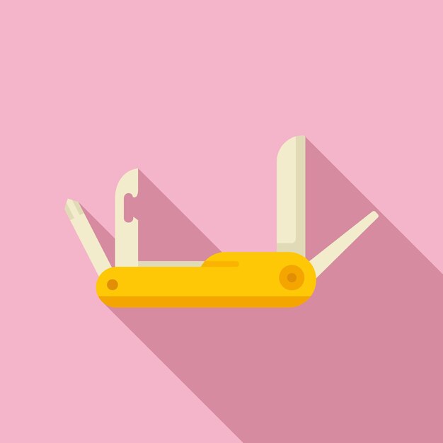 Icono de cuchillo de camping vector plano multiherramienta del ejército herramienta suiza