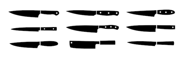 Icono del cuchillo Conjunto de silueta de cuchillo de cocina Ilustración vectorial del logotipo de la cuchilla