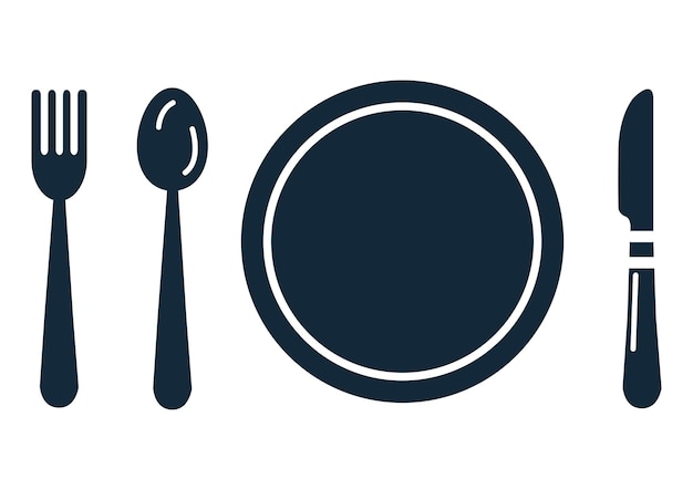 icono de cuchillo, cuchilla y plato