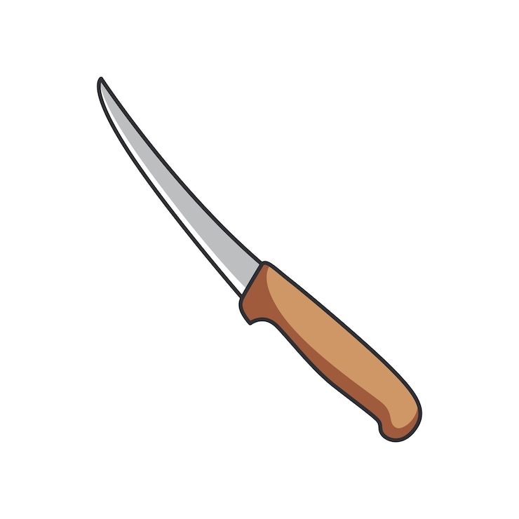 Vector icono de cuchillo de deshuesado en estilo de dibujos animados aislado en fondo blanco símbolo de cubiertos ilustración vectorial de stock