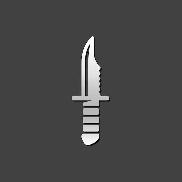 Vector icono de cuchillo en estilo de color gris metálico arma de asalto peligro daga