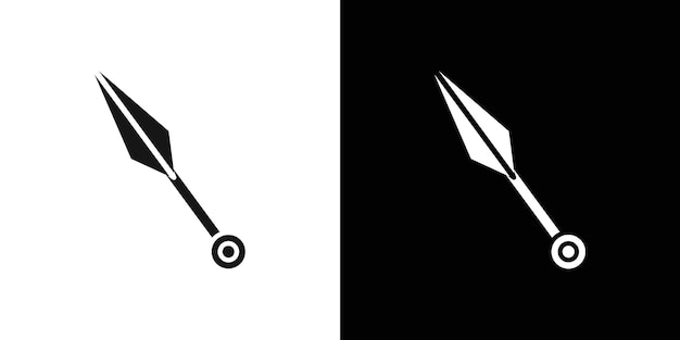 Icono de cuchillo de lanzamiento de Kunai Conjunto de logotipo vectorial de arte de línea negra