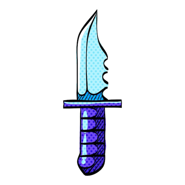 El icono del cuchillo de medio tono es una ilustración vectorial de colores dibujada a mano.