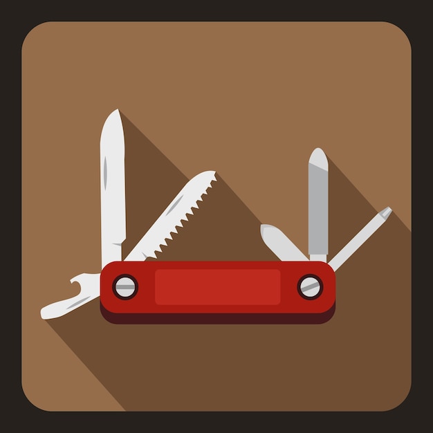 Vector icono de cuchillo multifunción rojo ilustración plana del icono de vector para web