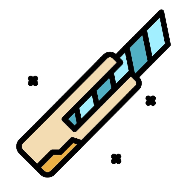Icono de cuchillo de papel Contorno del icono vectorial de cuchillos de papel Color plano aislado