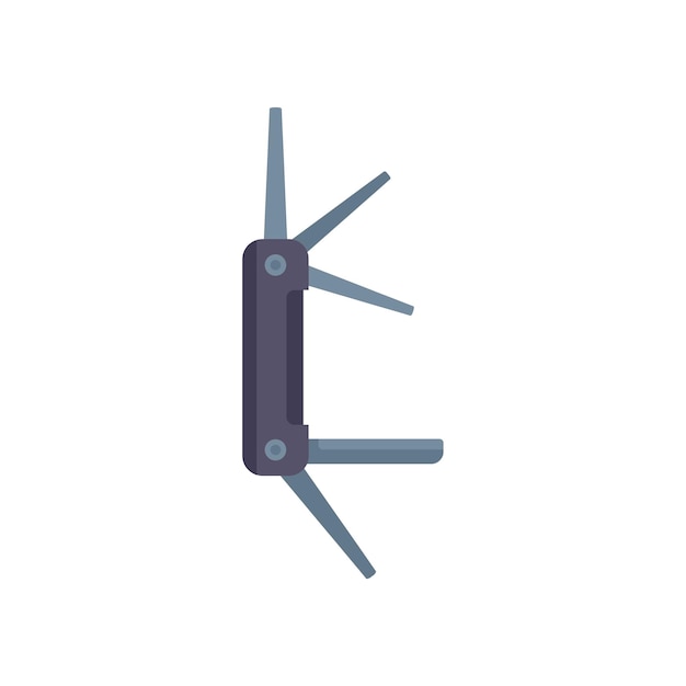 Icono de cuchillo suizo vector plano multiherramienta del ejército kit de camping aislado