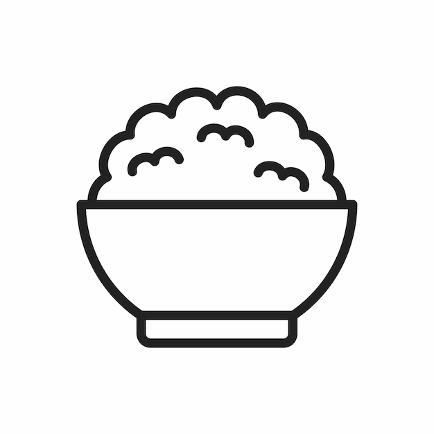 Vector icono de cuenco de arroz vectorial en fondo blanco