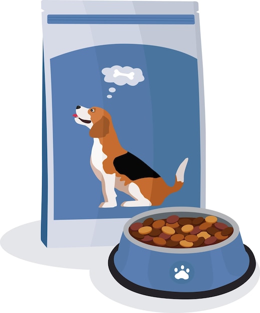 Icono de cuenco para perros, comida para perros y cuenco de agua aislado en fondo blanco. Vector, ilustración de dibujos animados.Ca
