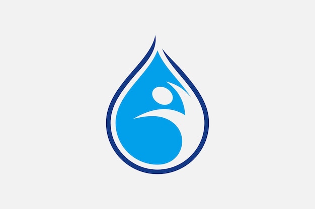 icono de cuerpo humano abstracto y gota de agua para una mejor salud de la bebida de agua diseño de símbolo de logotipo