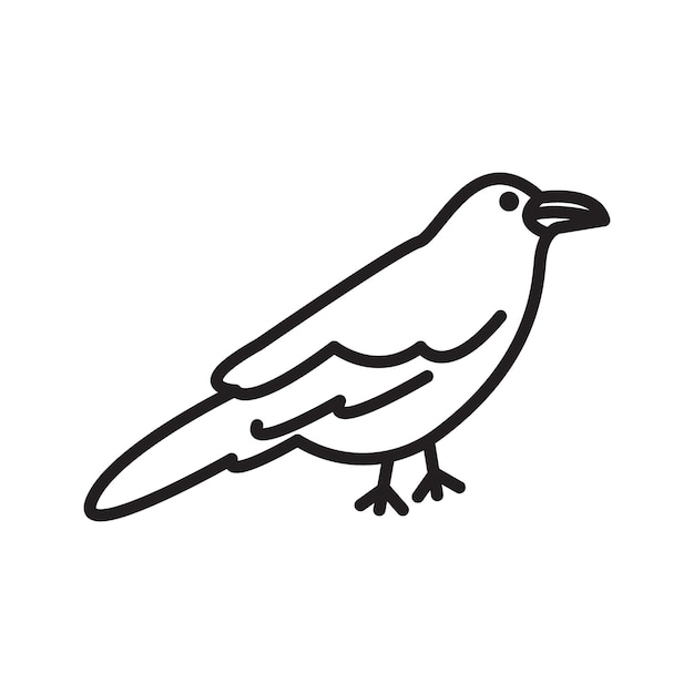 icono de cuervo logotipo vectorial de arte de línea negra