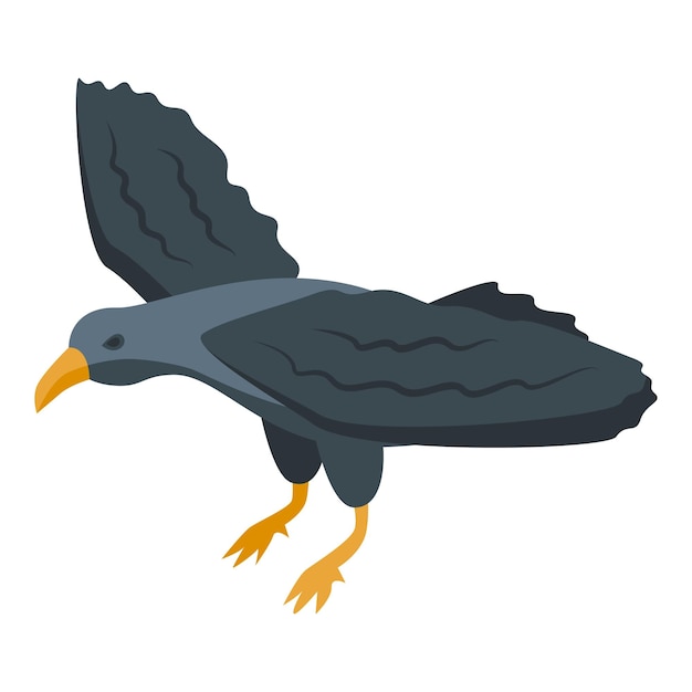 Icono de cuervo oscuro vector isométrico Cuervo pájaro ala cuervo