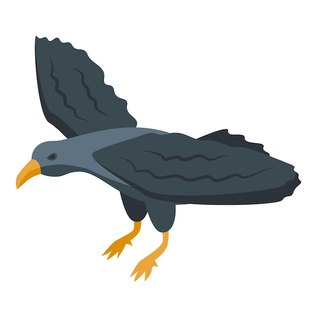 Icono de cuervo oscuro vector isométrico cuervo pájaro ala cuervo