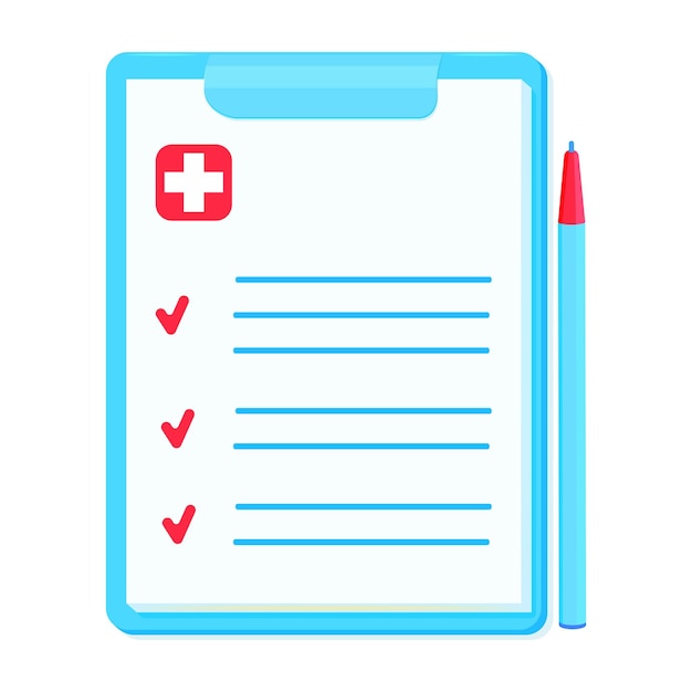 Icono de cuestionario de examen médico ilustración vectorial de la lista de visitas al médico