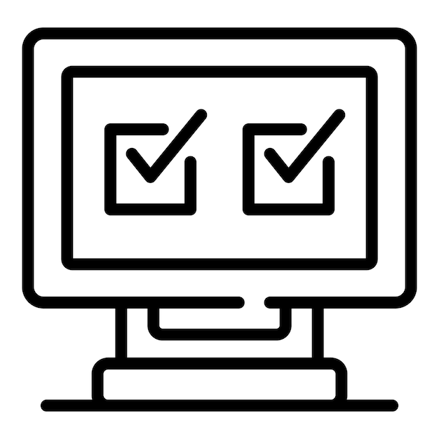 Icono de cuestionario en línea Icono de vector de cuestionario en línea de esquema para diseño web aislado sobre fondo blanco