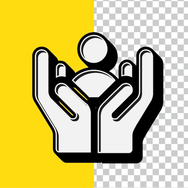Icono de cuidado blanco de estilo retro con fondo amarillo editable