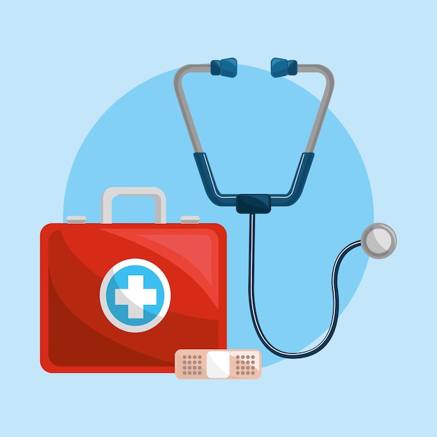 icono de cuidado de la salud, estetoscopio y banda de color
