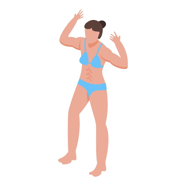 Icono de culturismo de niña Isométrico de icono de vector de culturismo de niña para diseño web aislado sobre fondo blanco