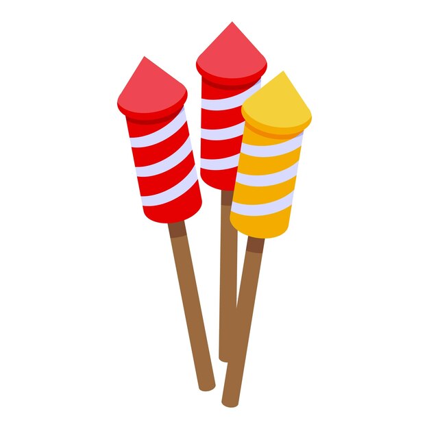 Icono de cumpleaños de cohete vector isométrico Fuegos artificiales de fiesta Regalo de fuego