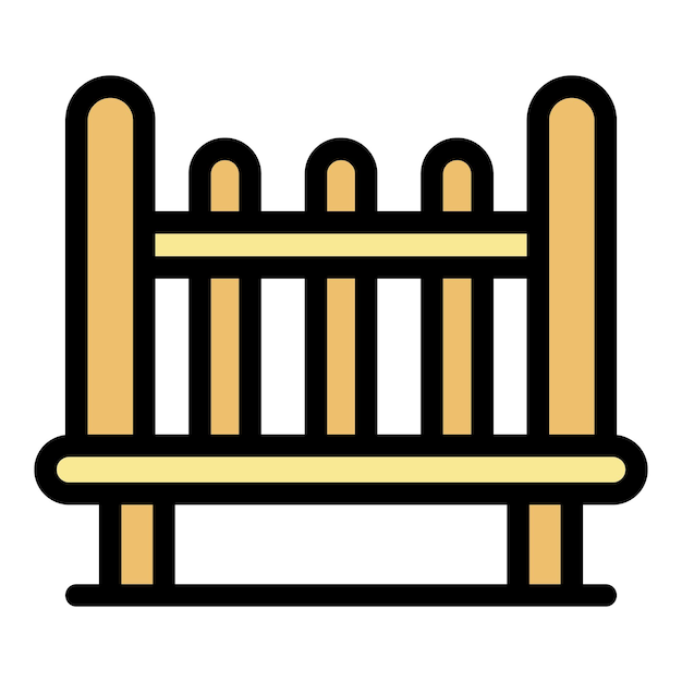 Icono de cuna de bebé Contorno de icono de vector de cuna de bebé color plano aislado