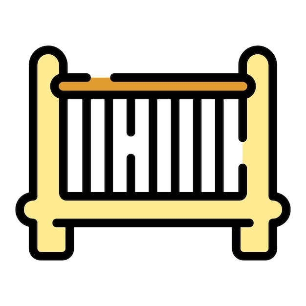 Icono de cuna de bebé Contorno Icono de vector de cuna de bebé para diseño web aislado en color plano de fondo blanco
