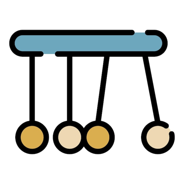 Icono de cuna de Newton Contorno de icono de vector de cuna de Newton color plano aislado