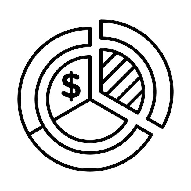 El icono de cuota de mercado del contorno establece el signo